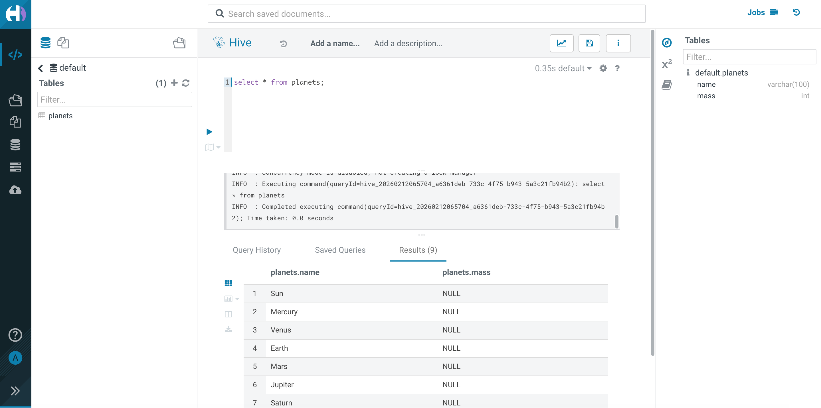 HUE query with masked data