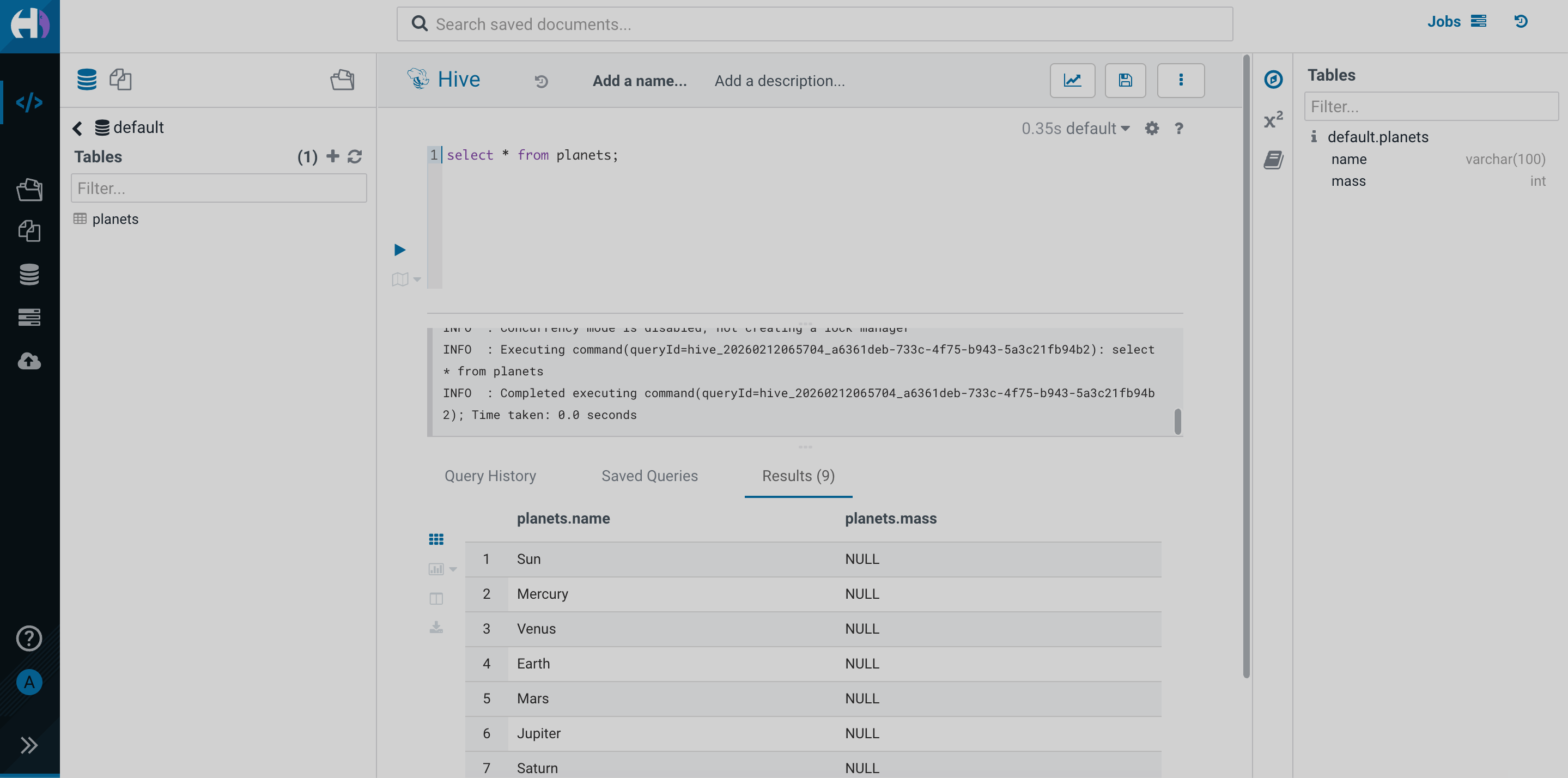 HUE query with masked data