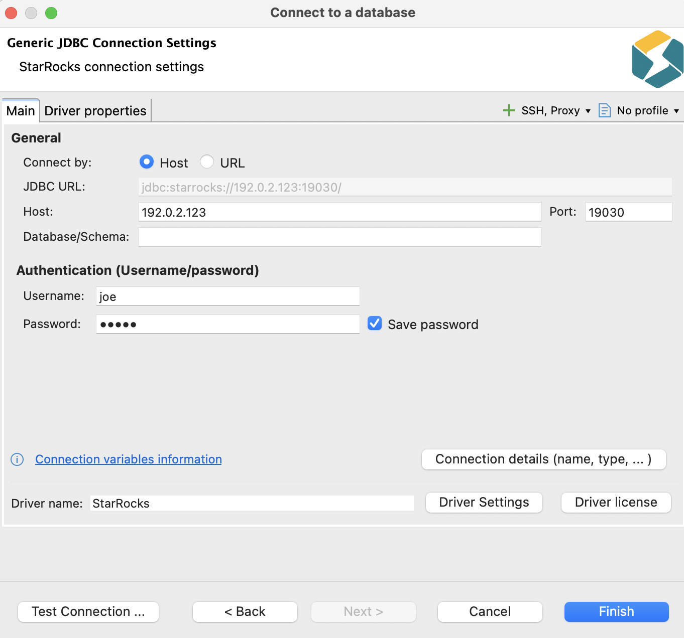 Configure a StarRocks connection in DBeaver
