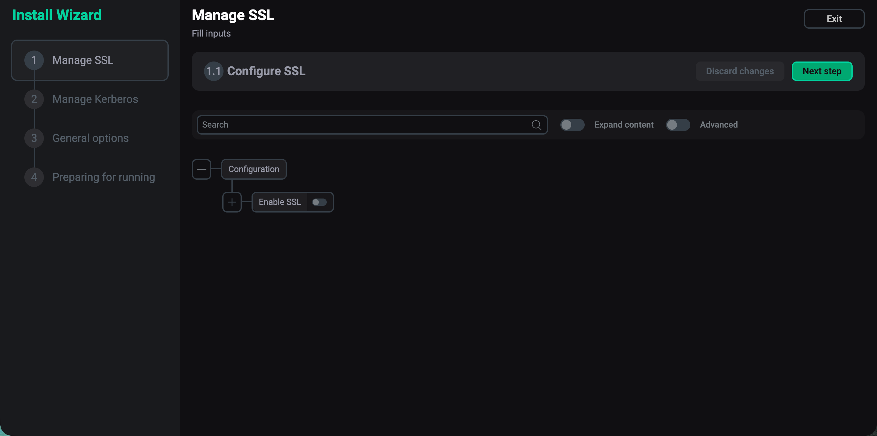 The Manage SSL step