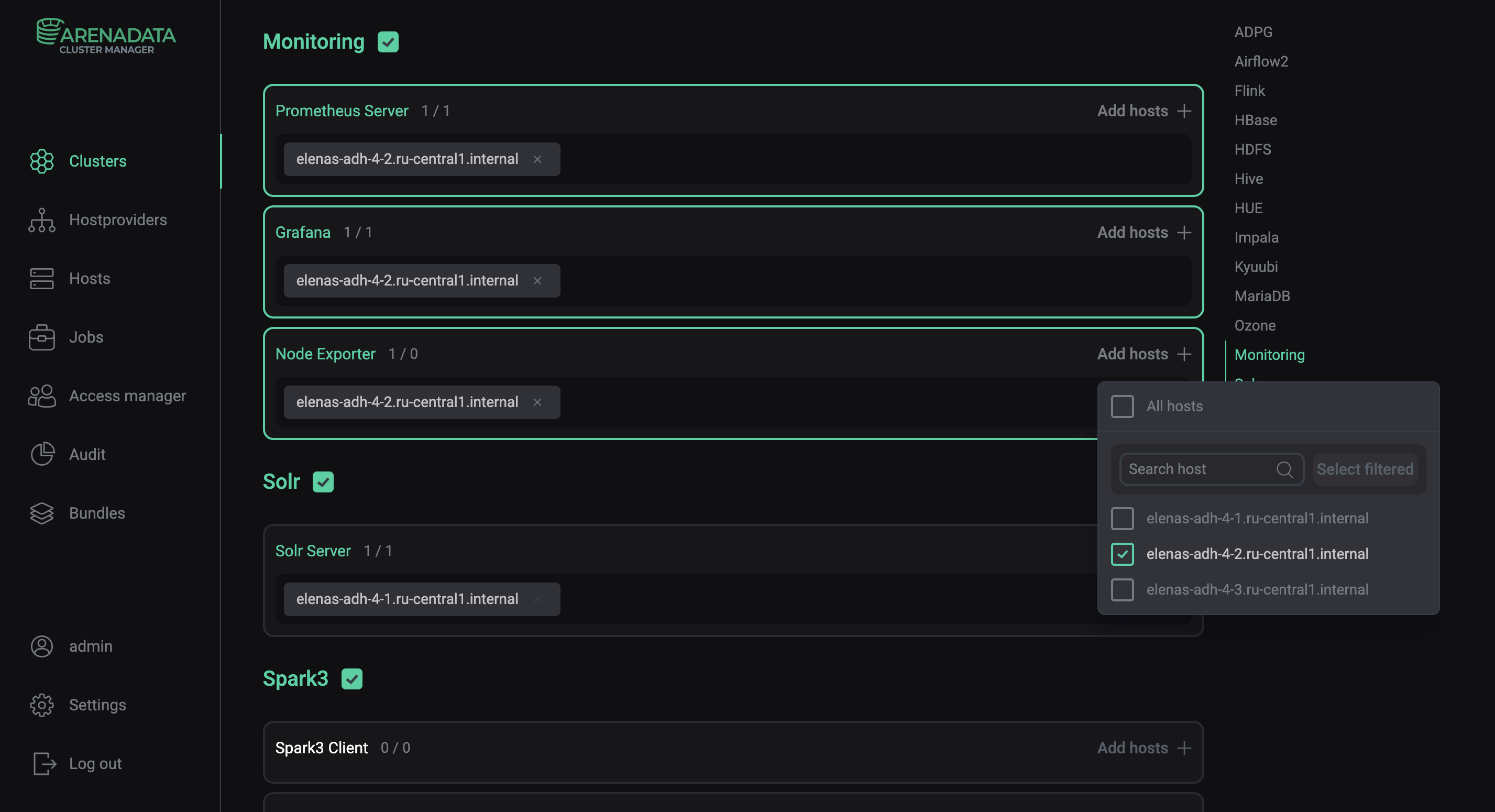 Select a host for a component
