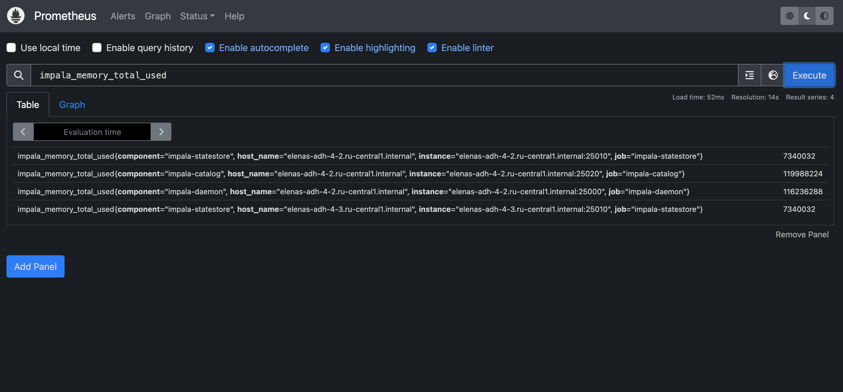 Prometheus web interface