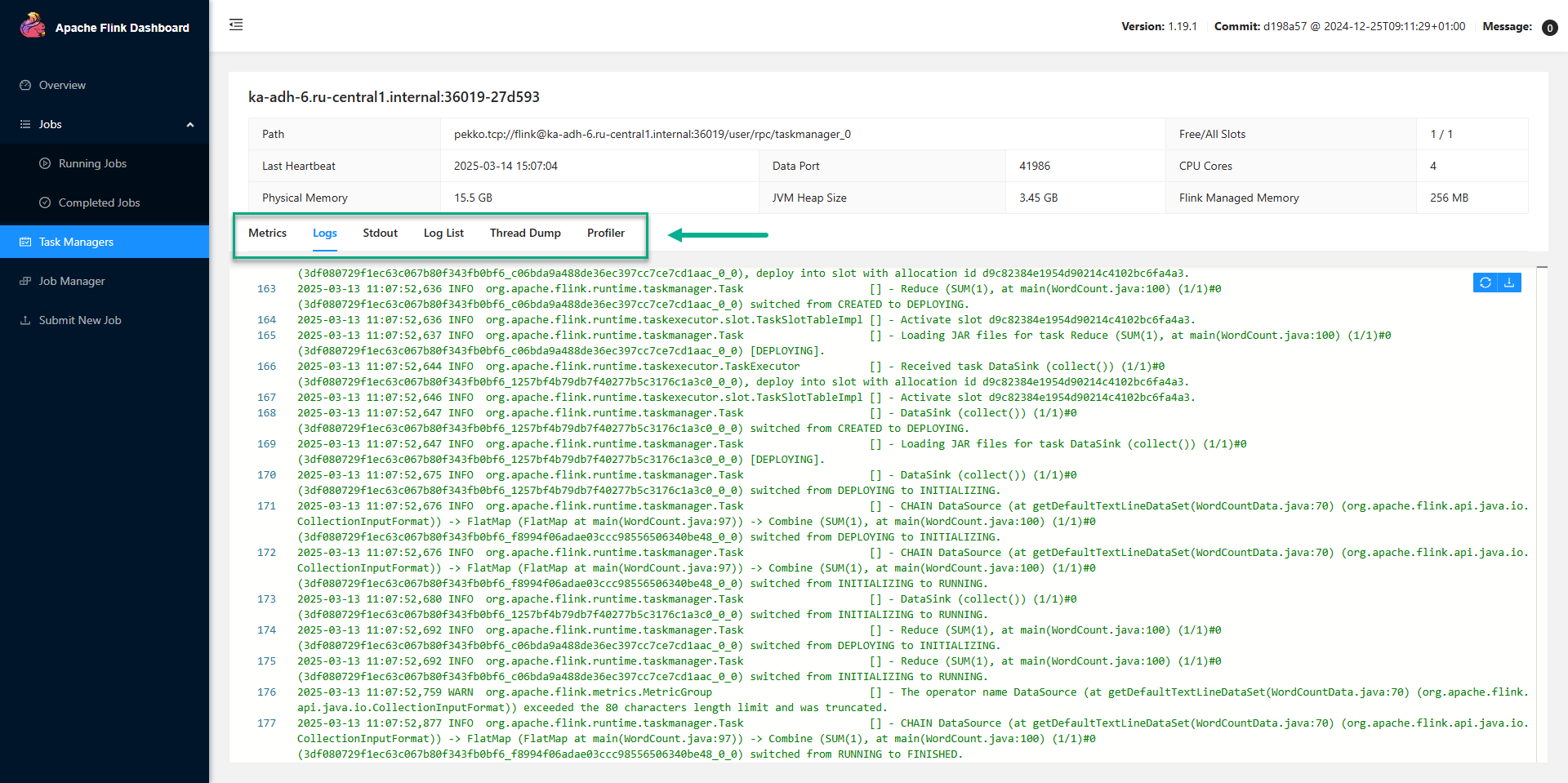 TaskManager logs
