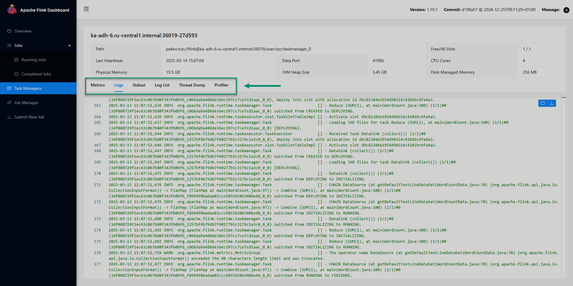 TaskManager logs