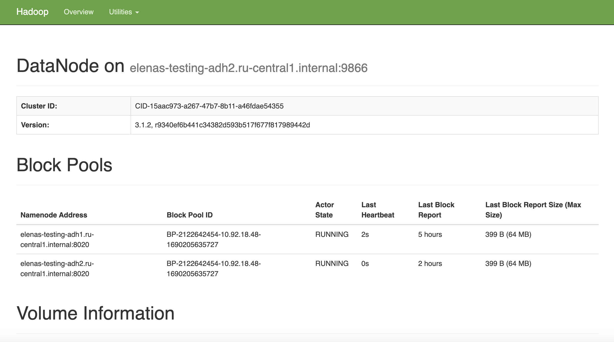 DataNode UI: Overview page