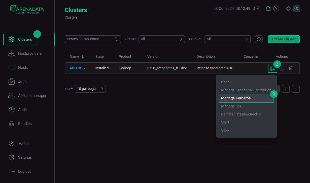Manage Kerberos action