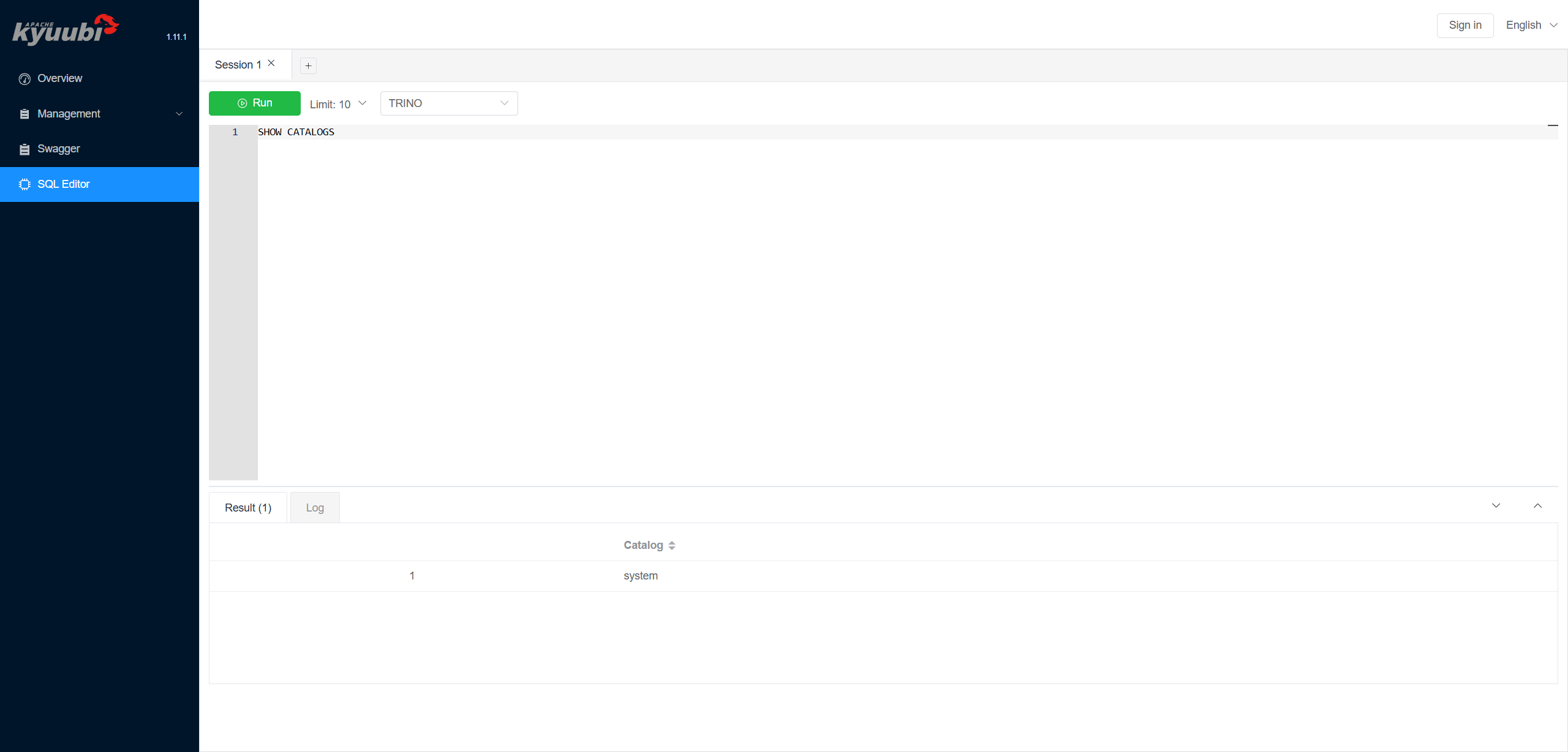 SQL Editor page