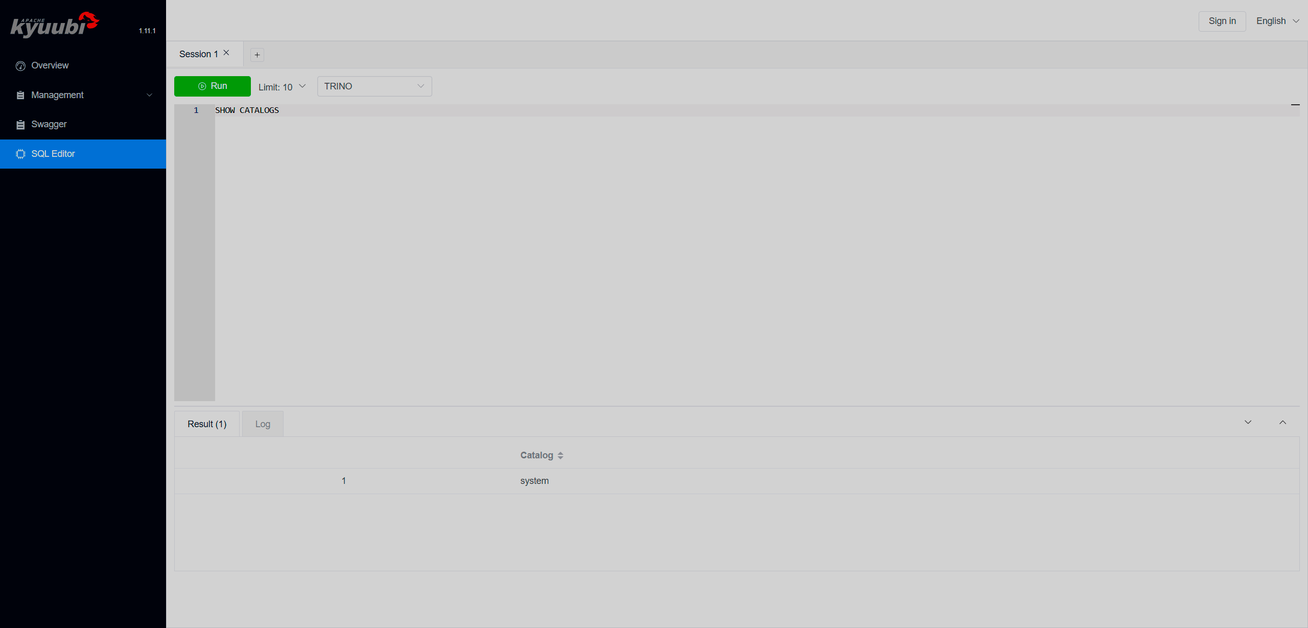 SQL Editor page