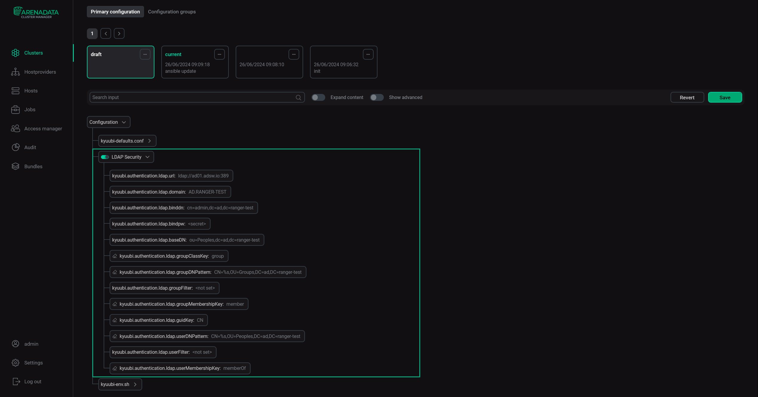 Example of an LDAP Active Directory configuration