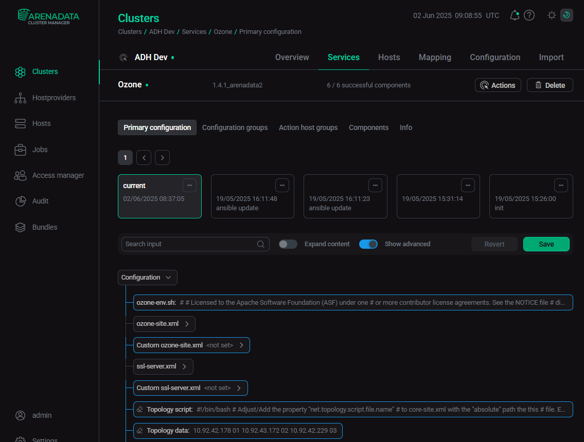 Topology script and data fields in ADCM