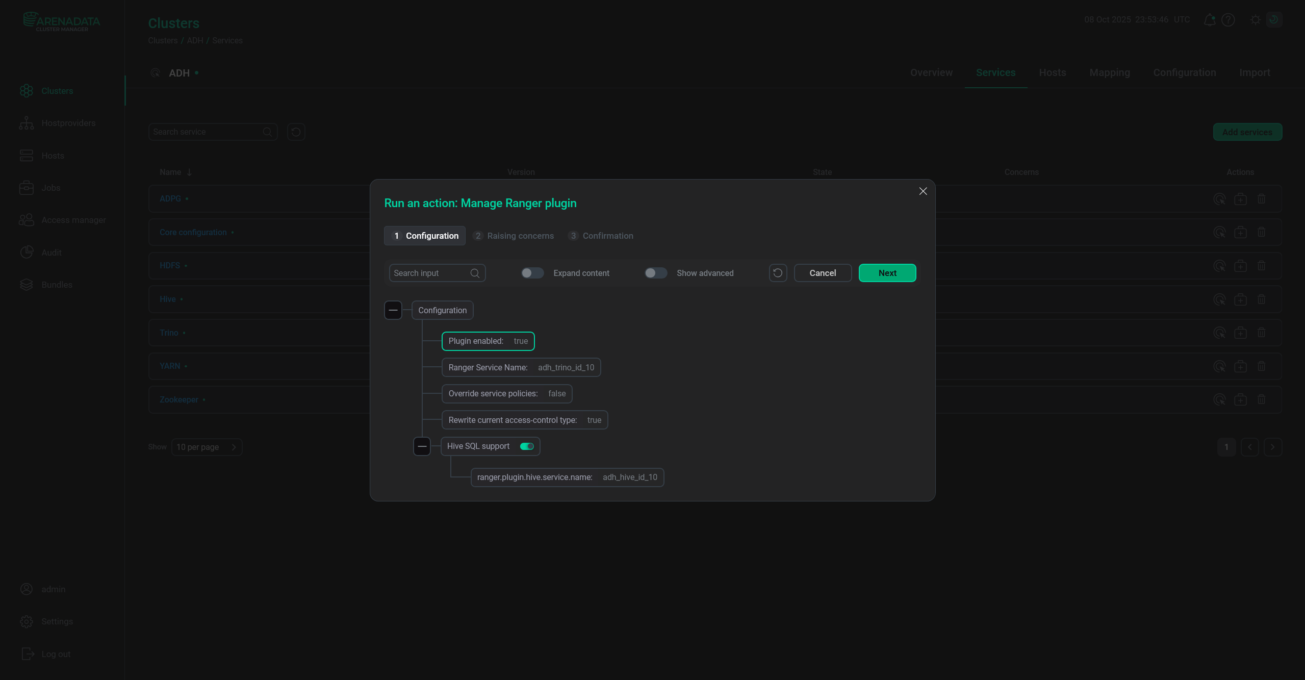 The Trino Ranger plugin parameters