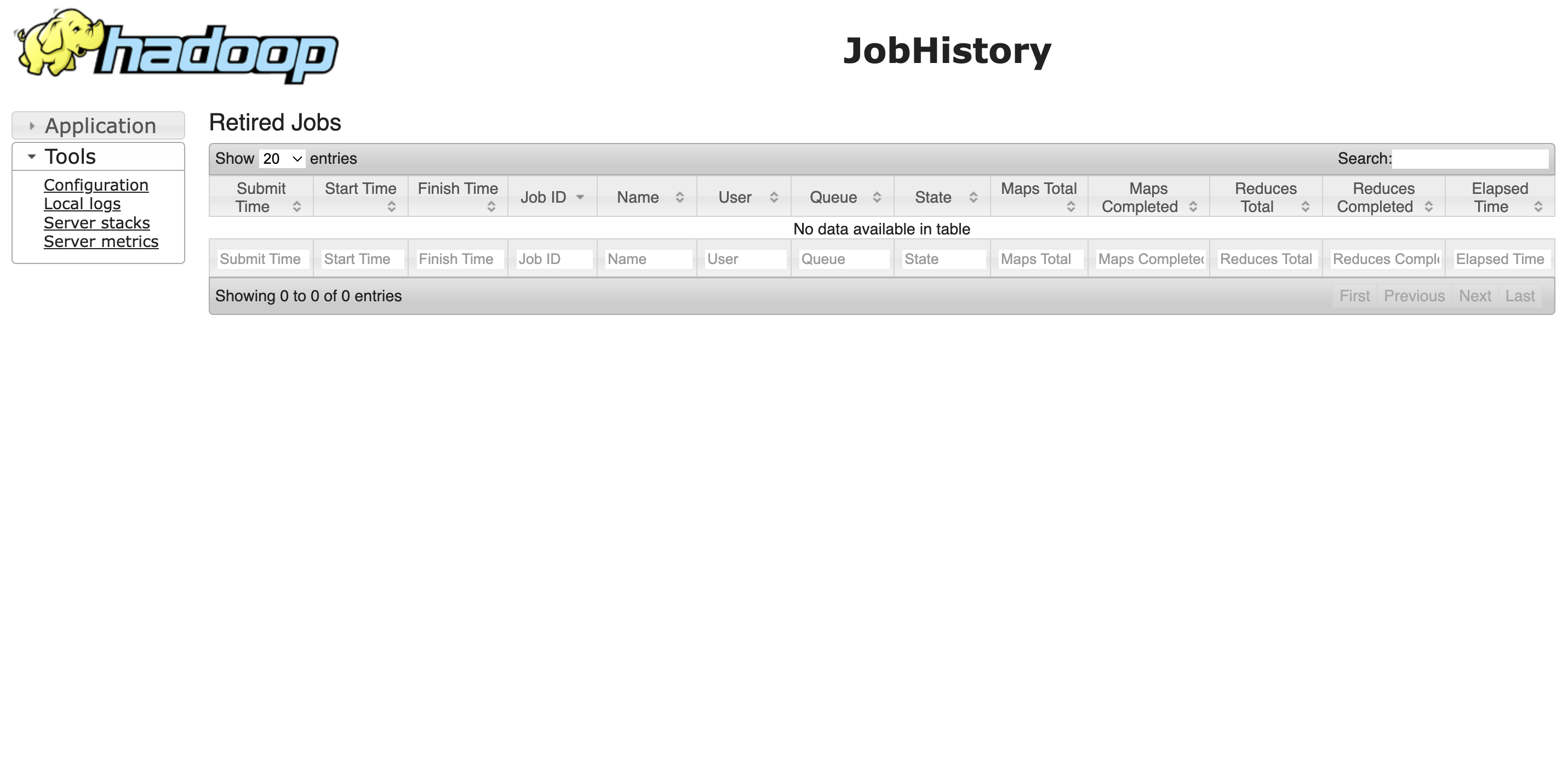 MapReduce History Server: main page
