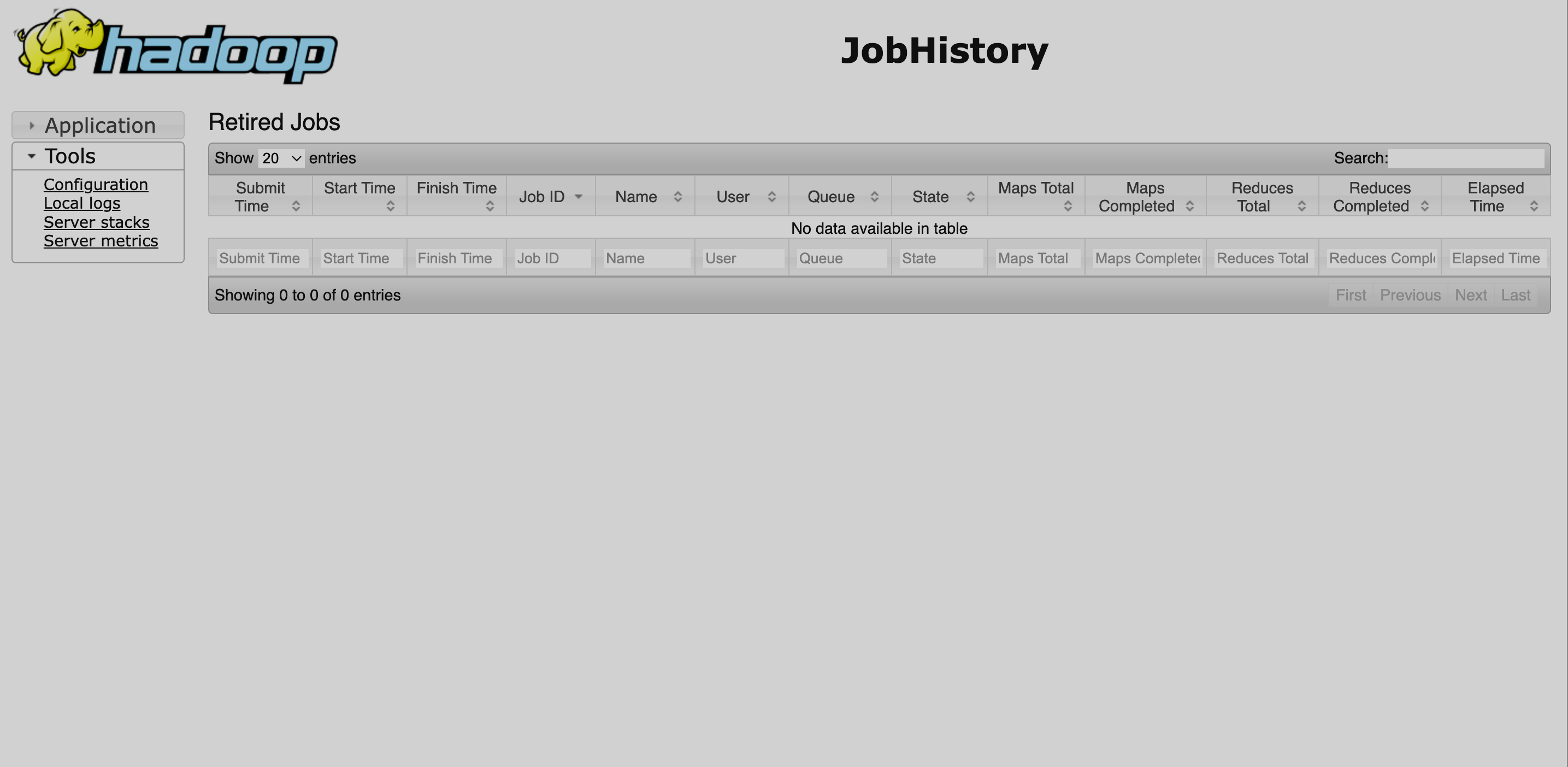 MapReduce History Server: main page