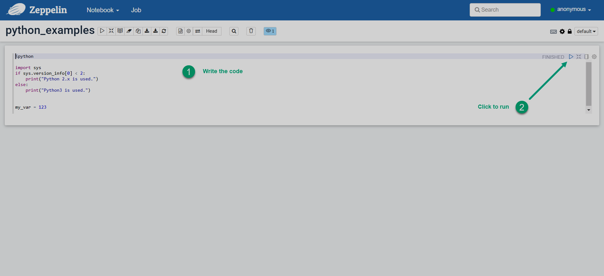 Run Python code in Zeppelin