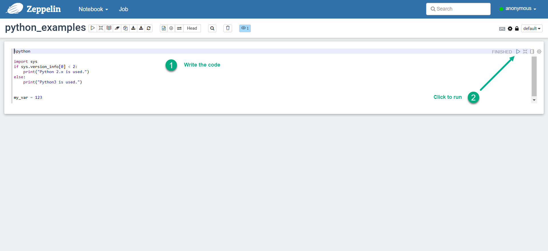 Run Python code in Zeppelin