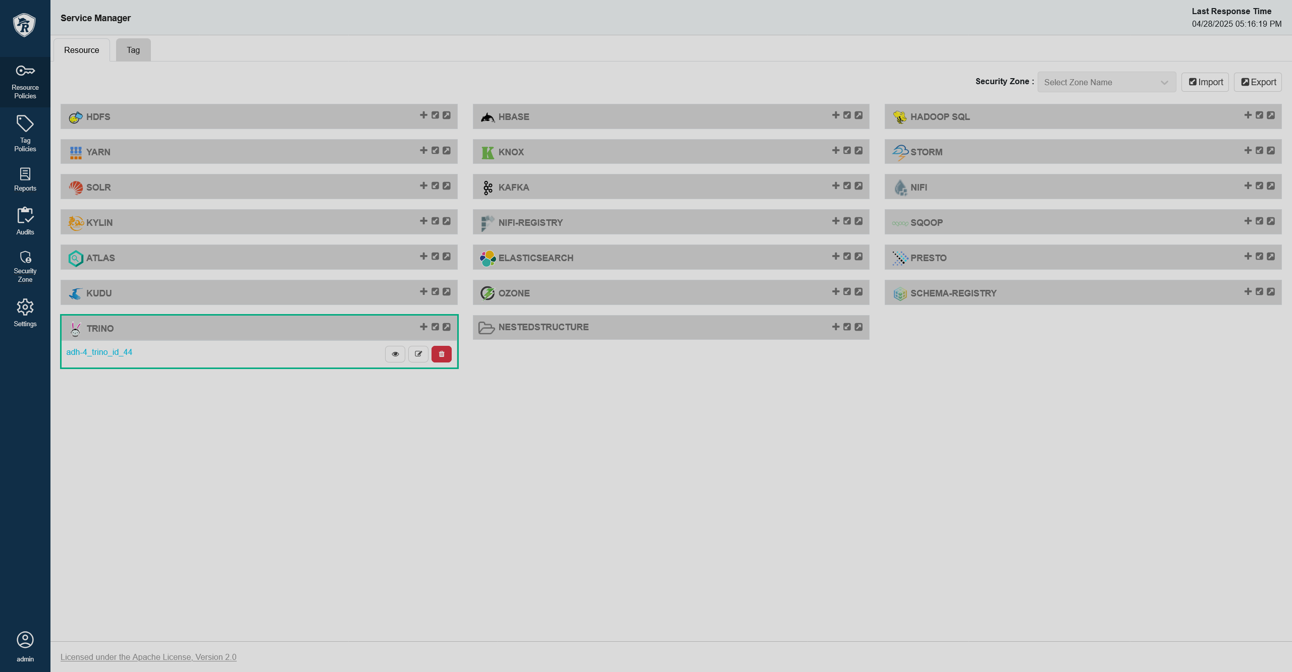 Trino in Ranger Admin UI