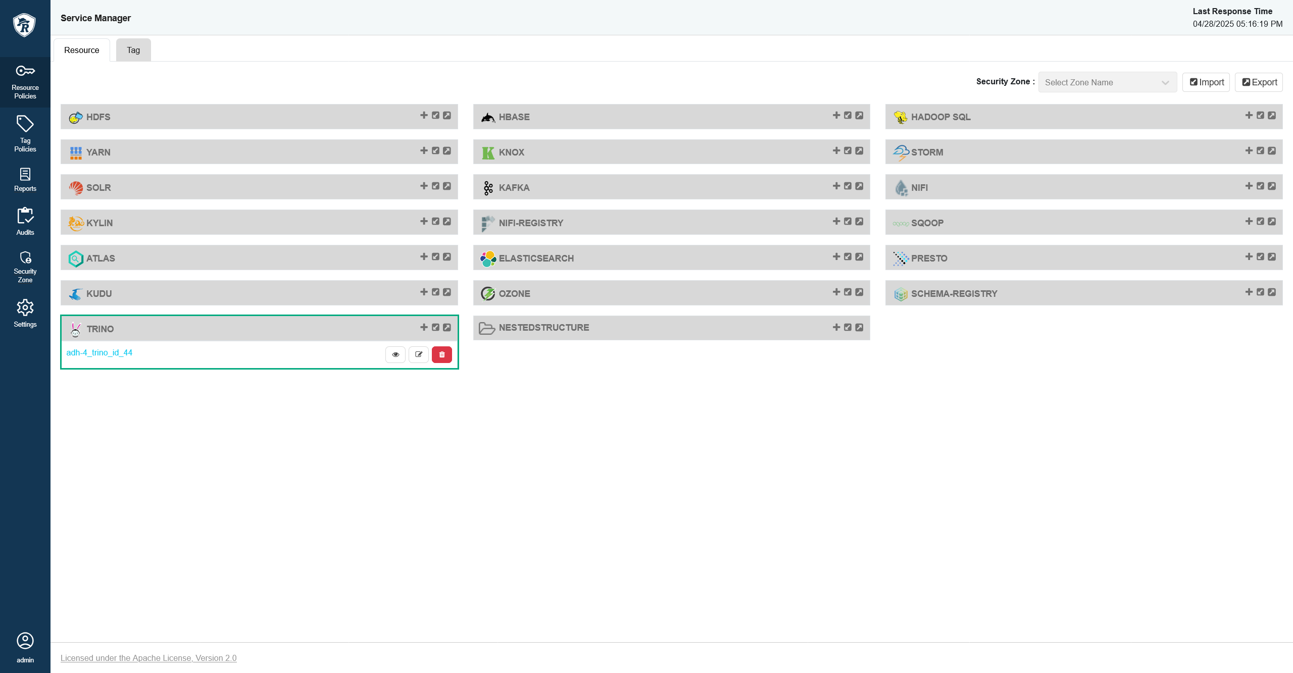 Trino in Ranger Admin UI