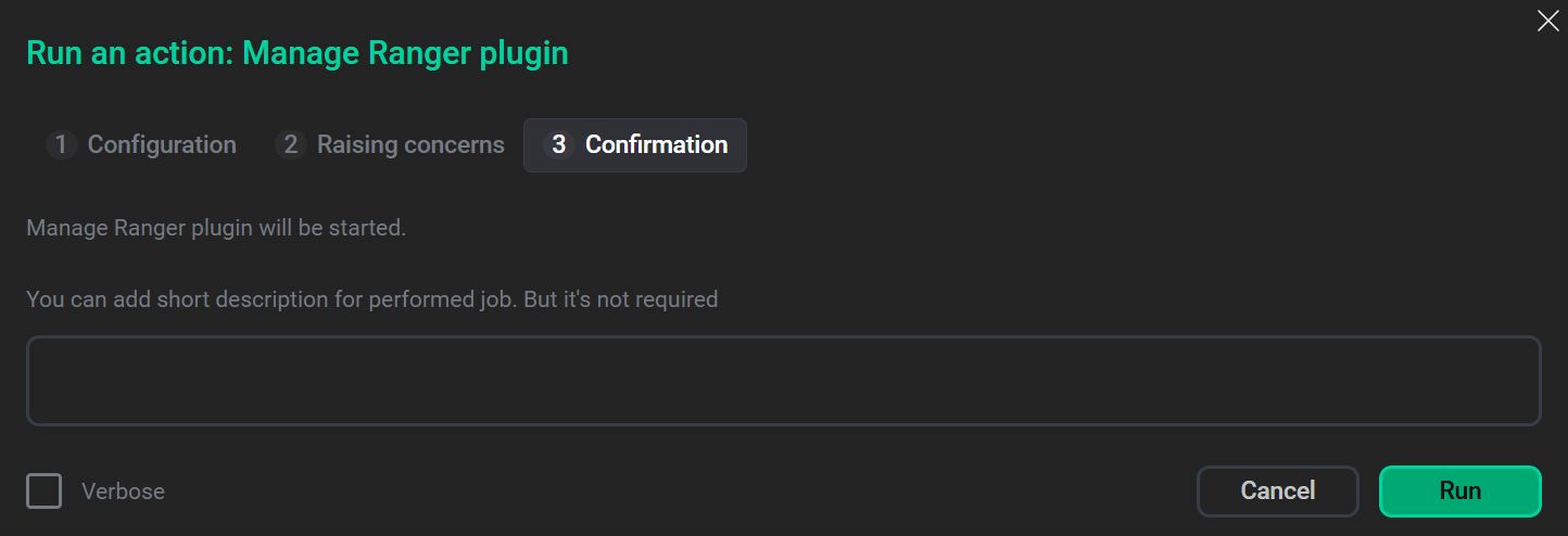 Confirm running an action