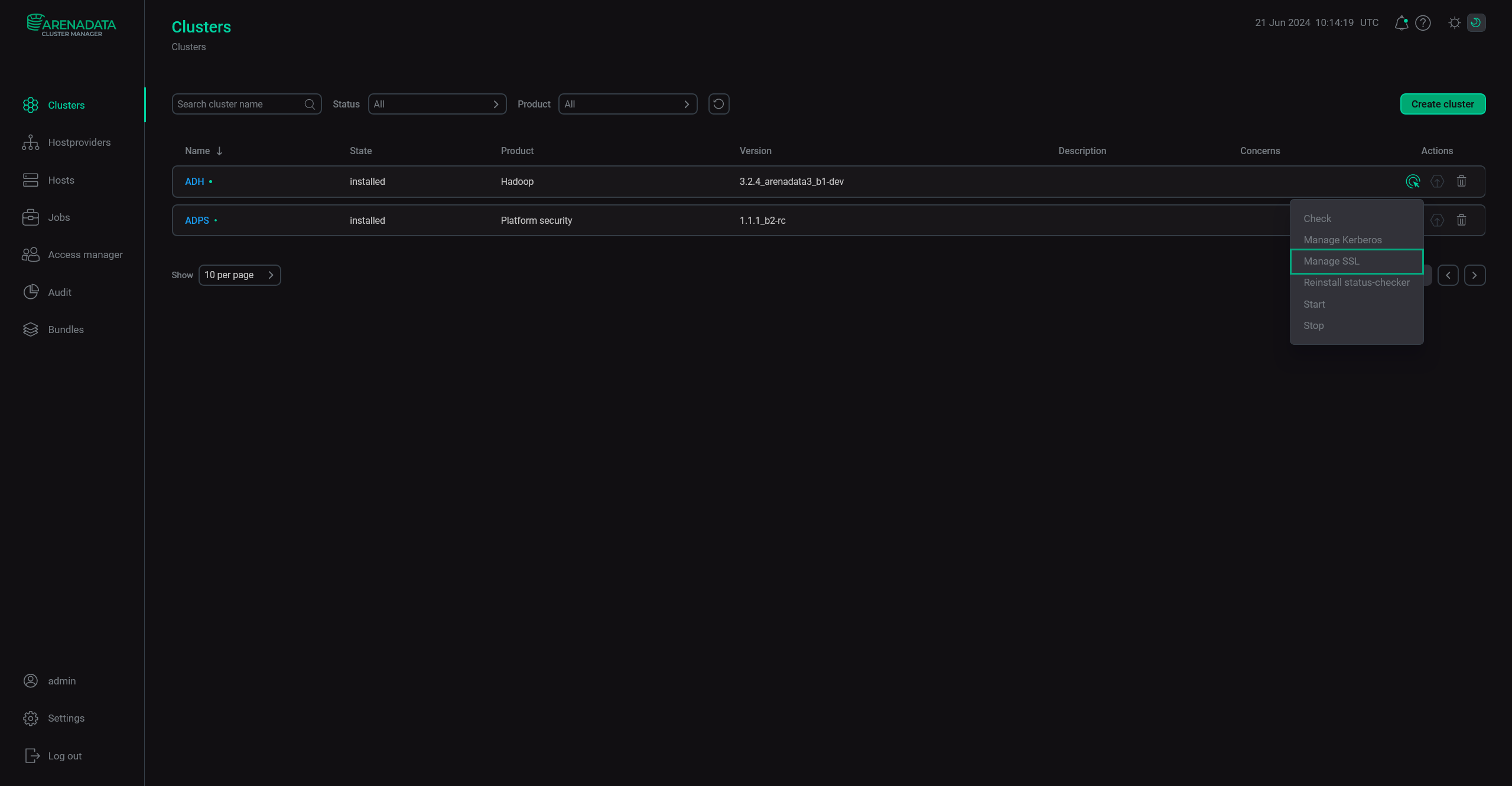 Execute the Enable SSL action