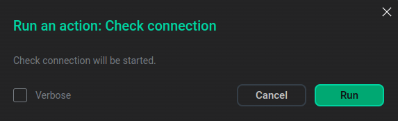check connection run confirm