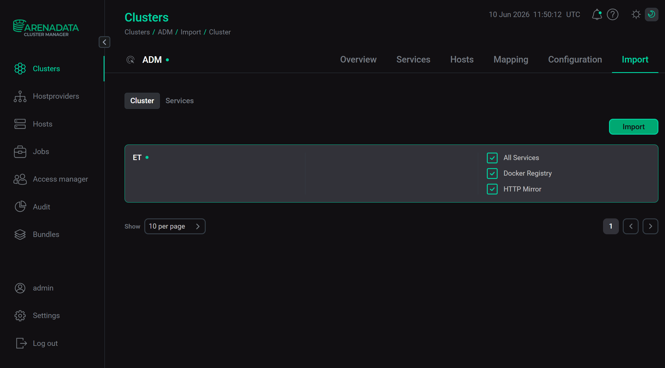 Integration with a ET cluster