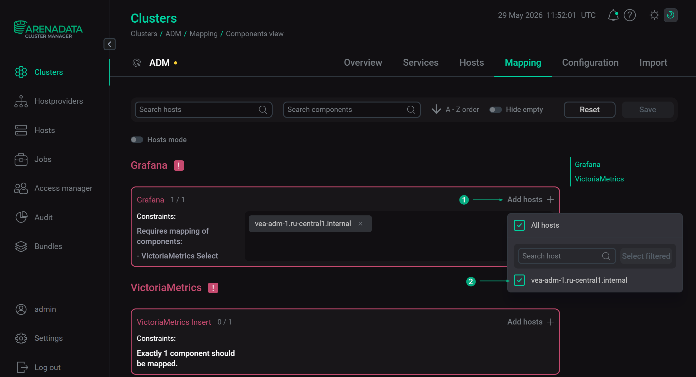 Select hosts for a component