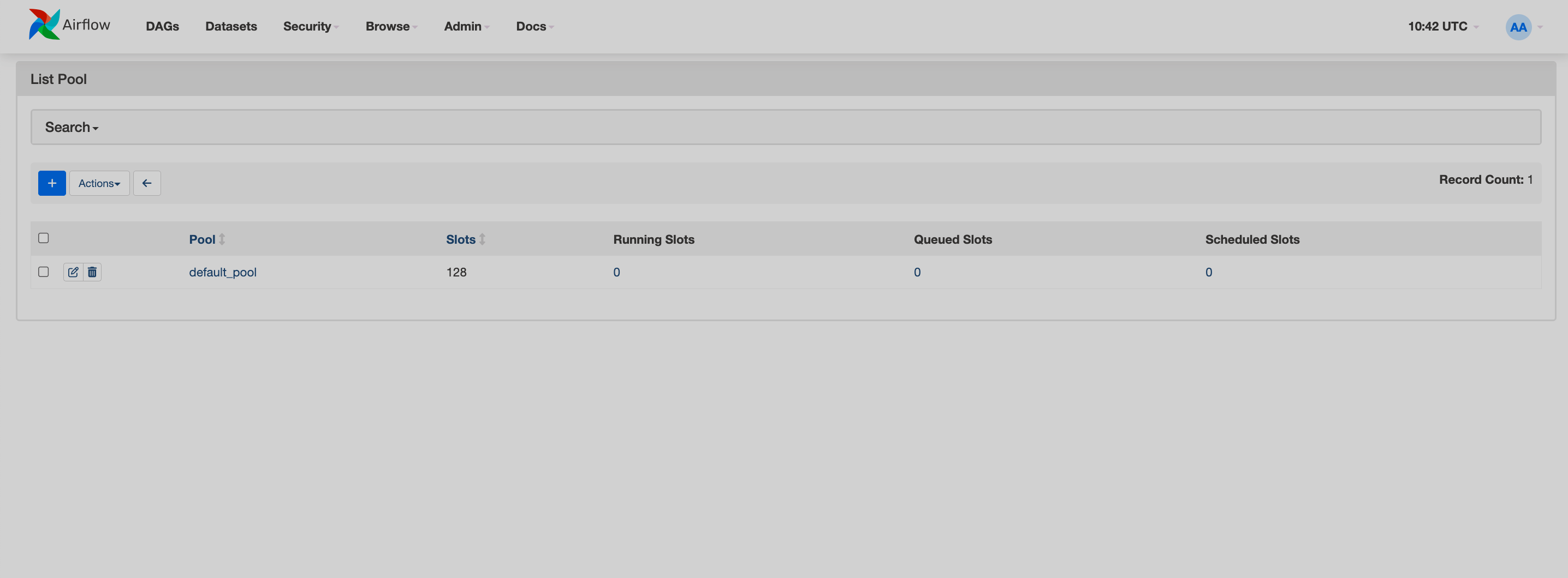 Airflow UI: Pools page
