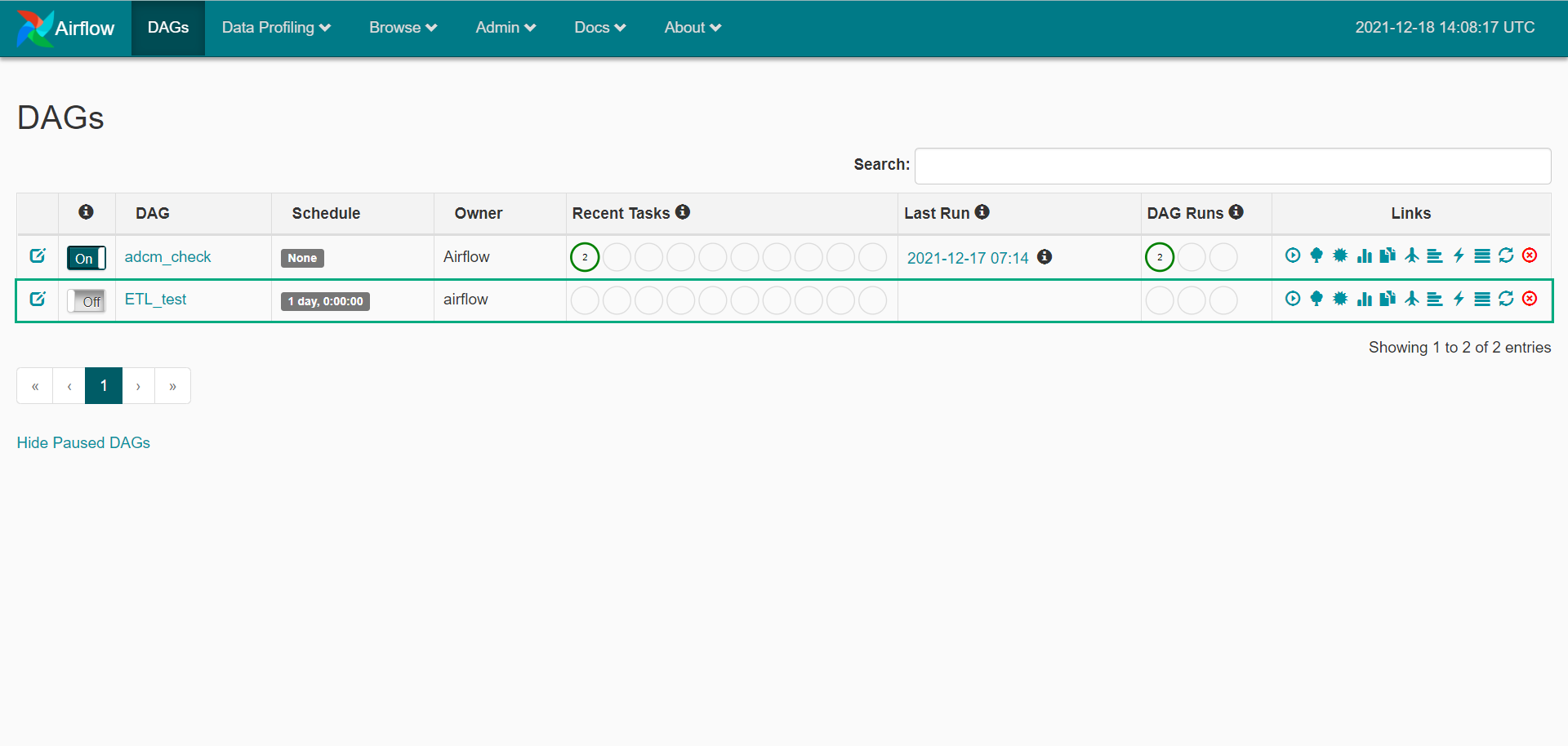 The new DAG is displayed