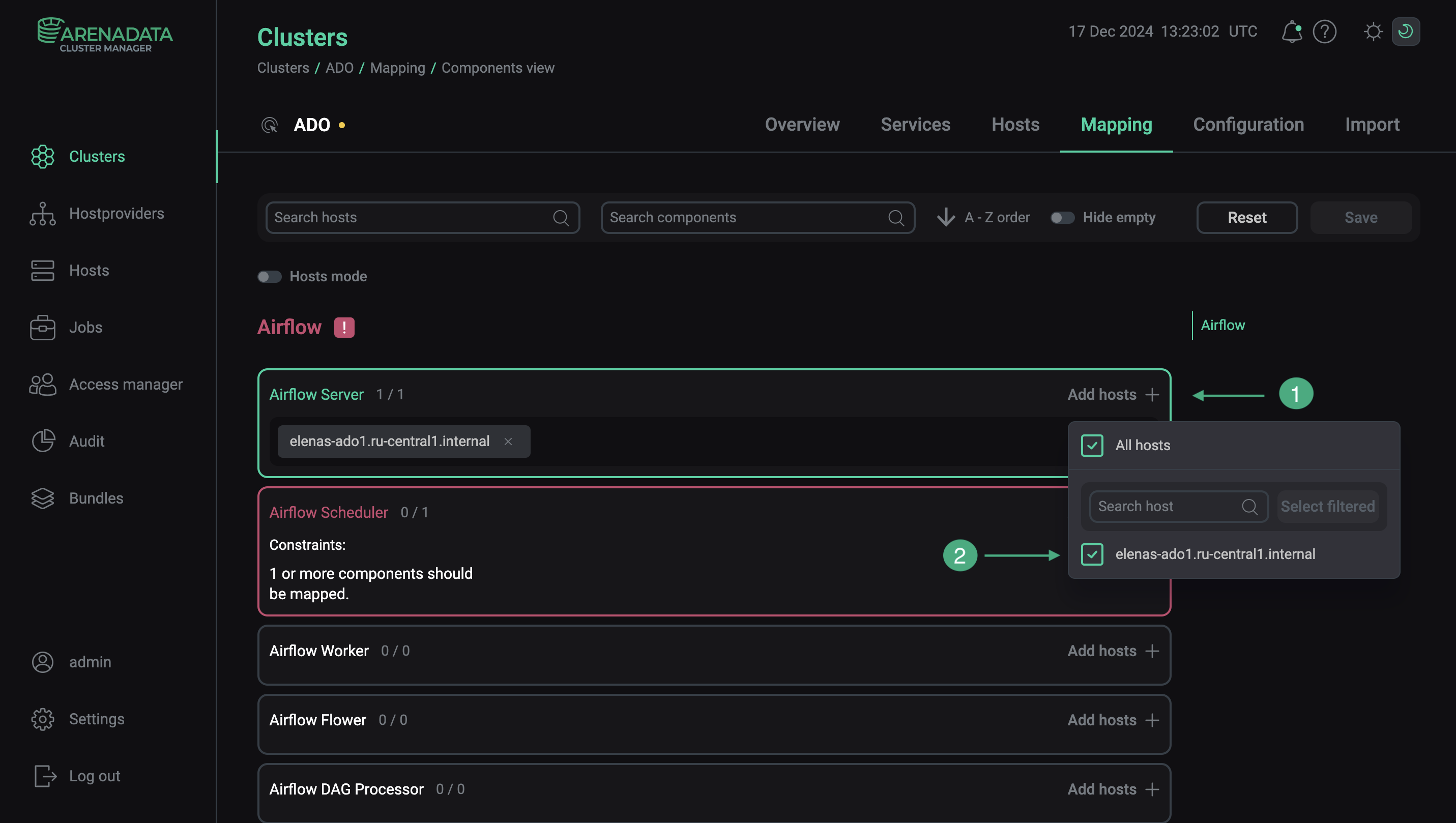 Select hosts for a component