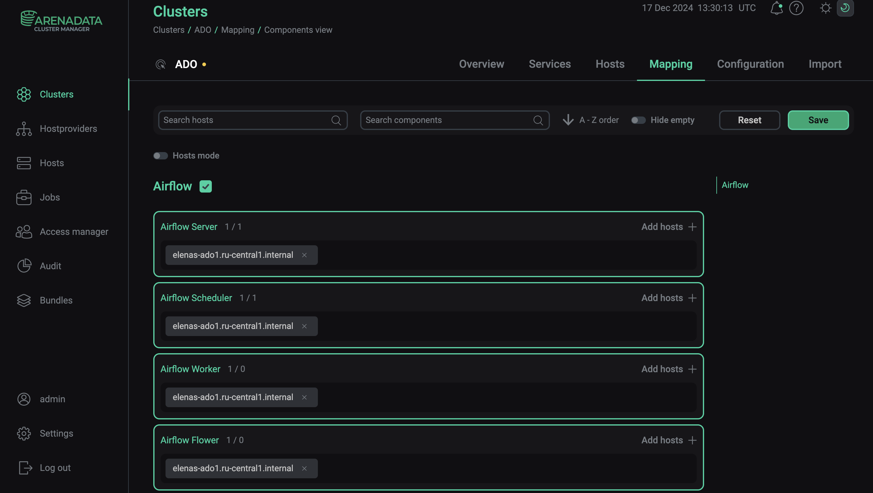 Save mapping of components
