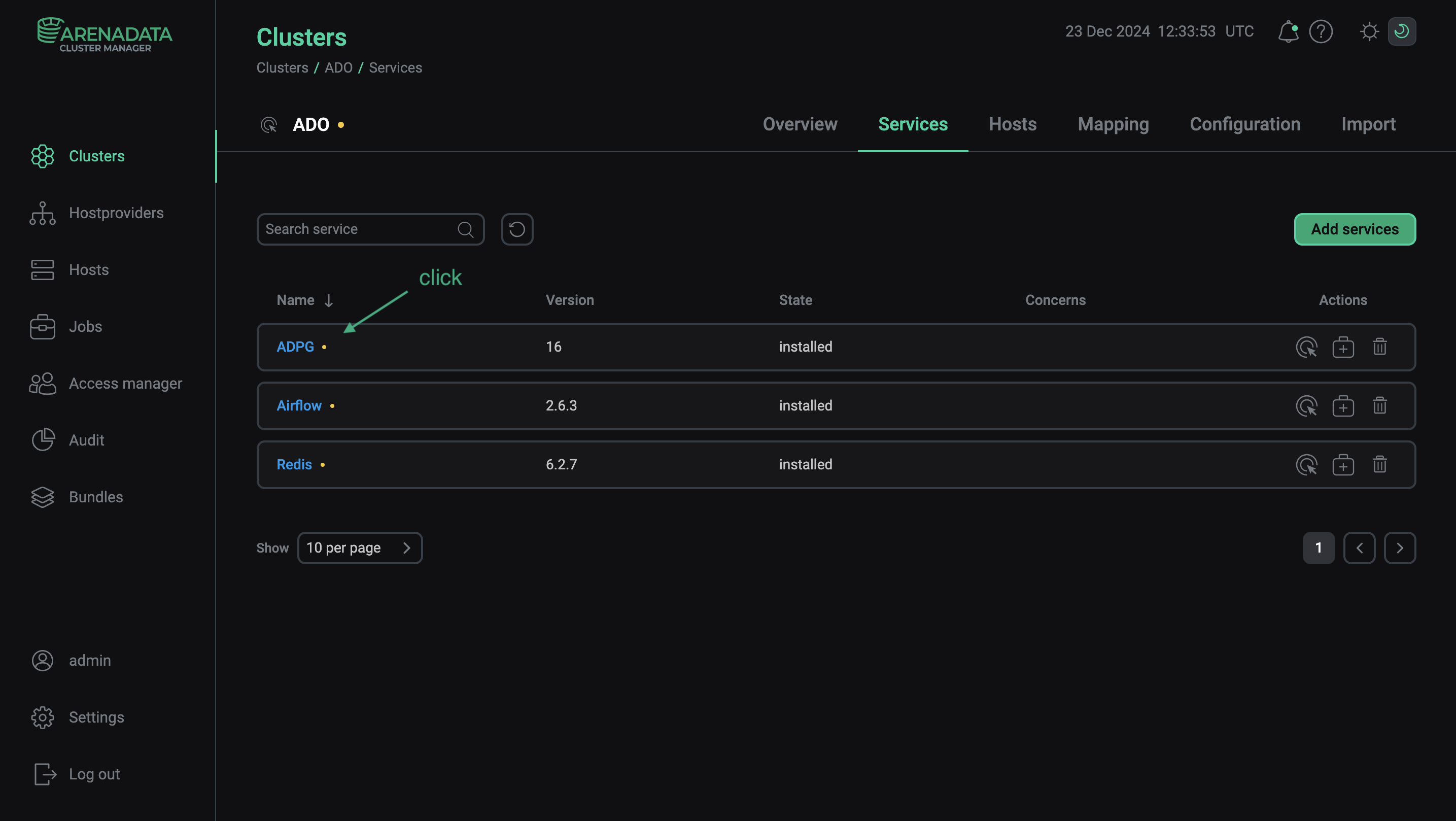 Switch to configuring a service