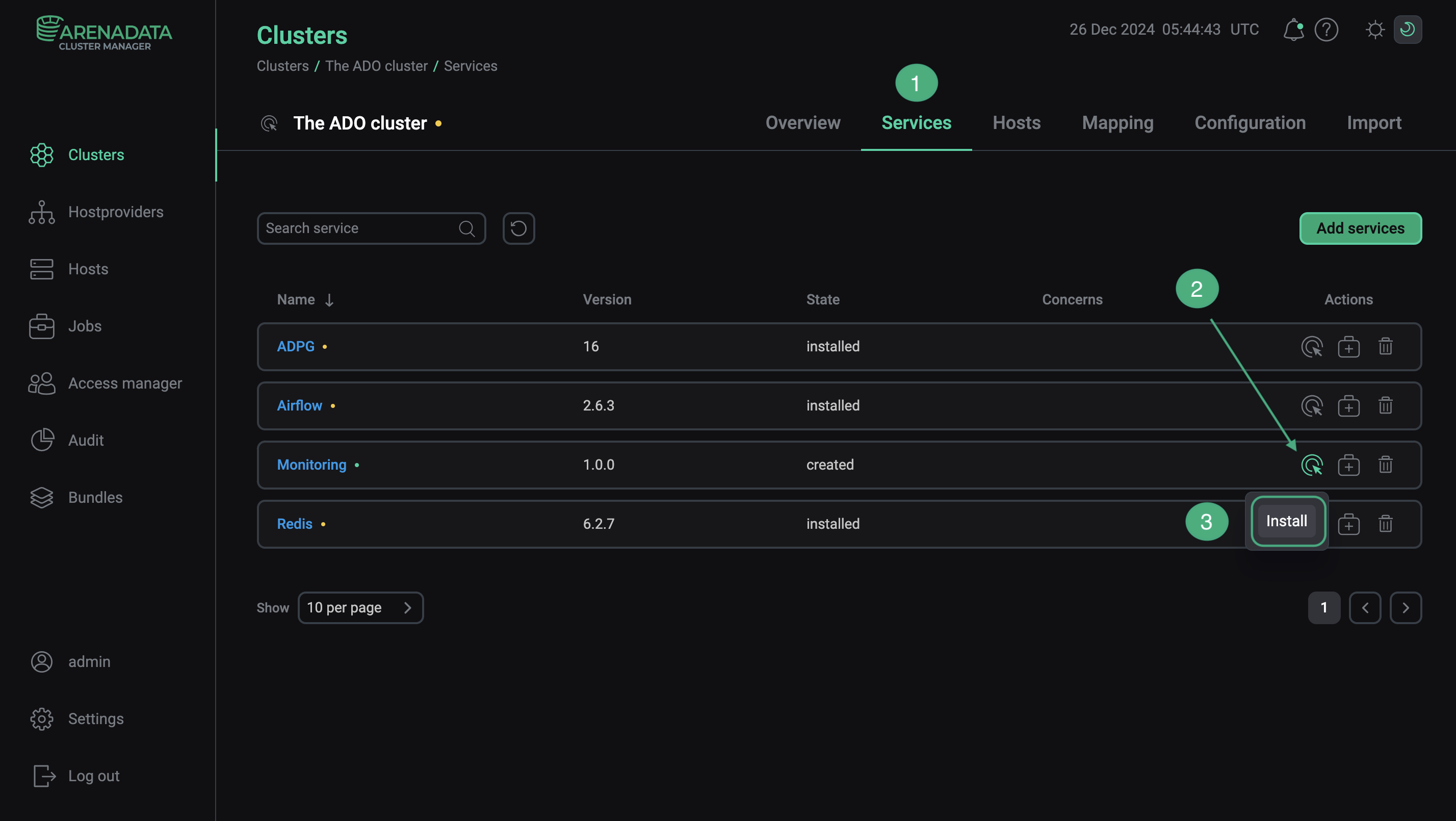 Switch to installation of single services