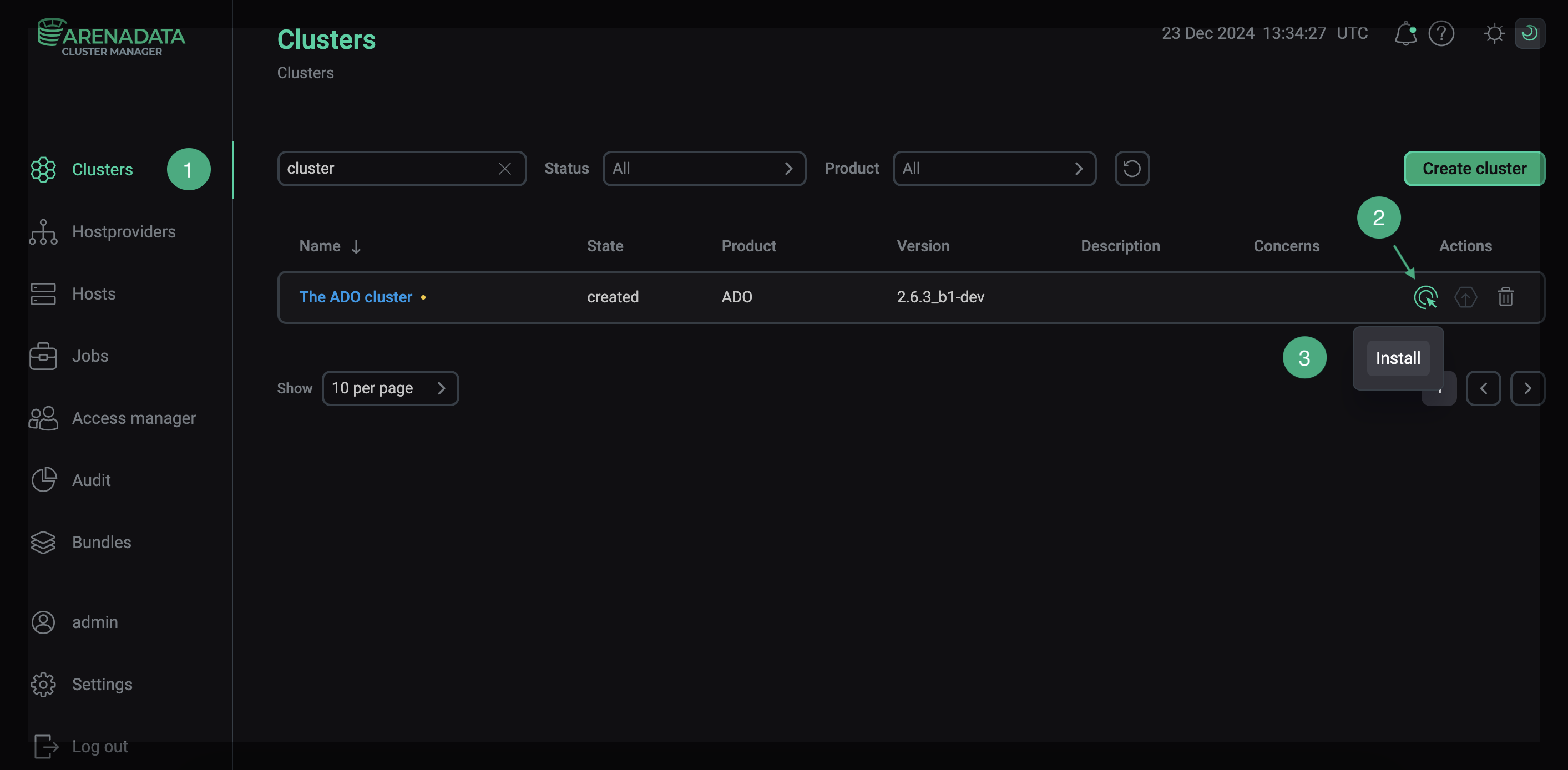 Switch to the whole cluster installation