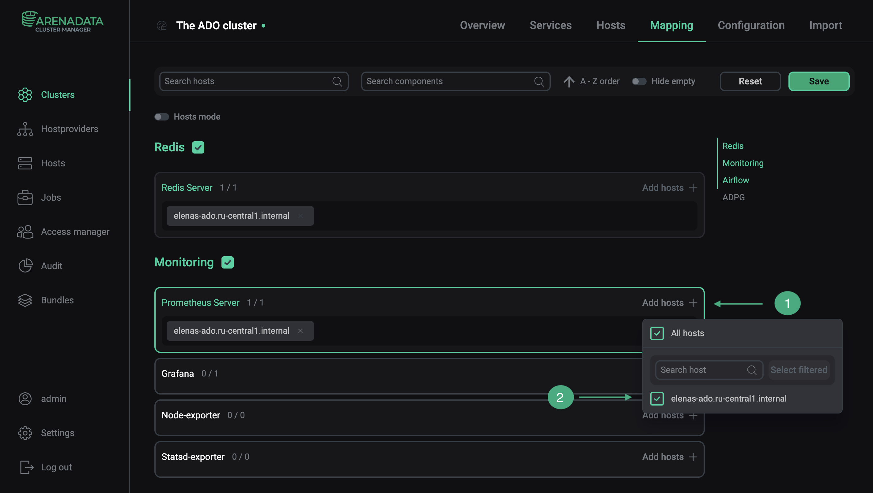 Select a host for a component