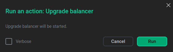 Confirm the Upgrade balancer action