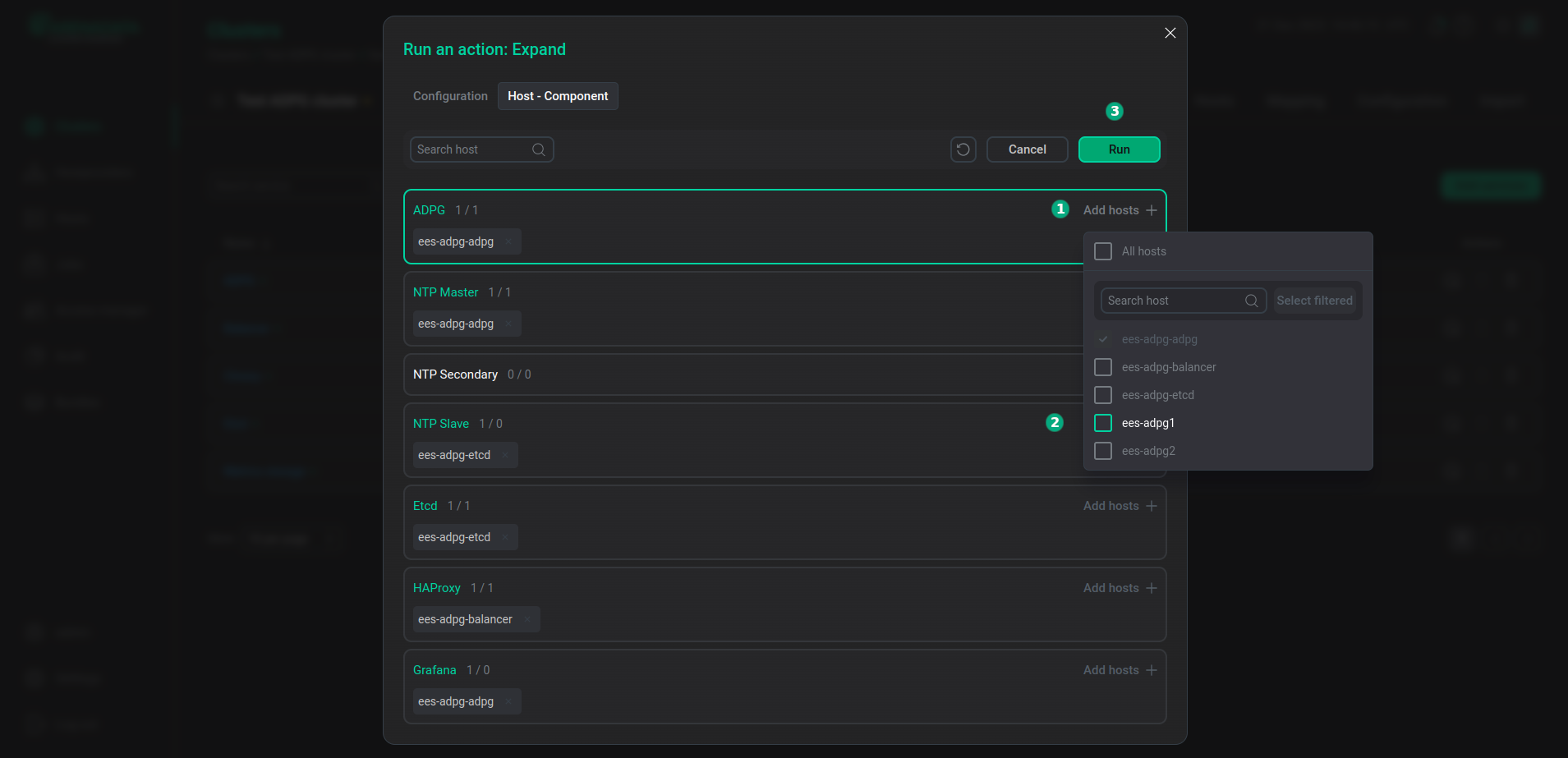 Add a host to a component