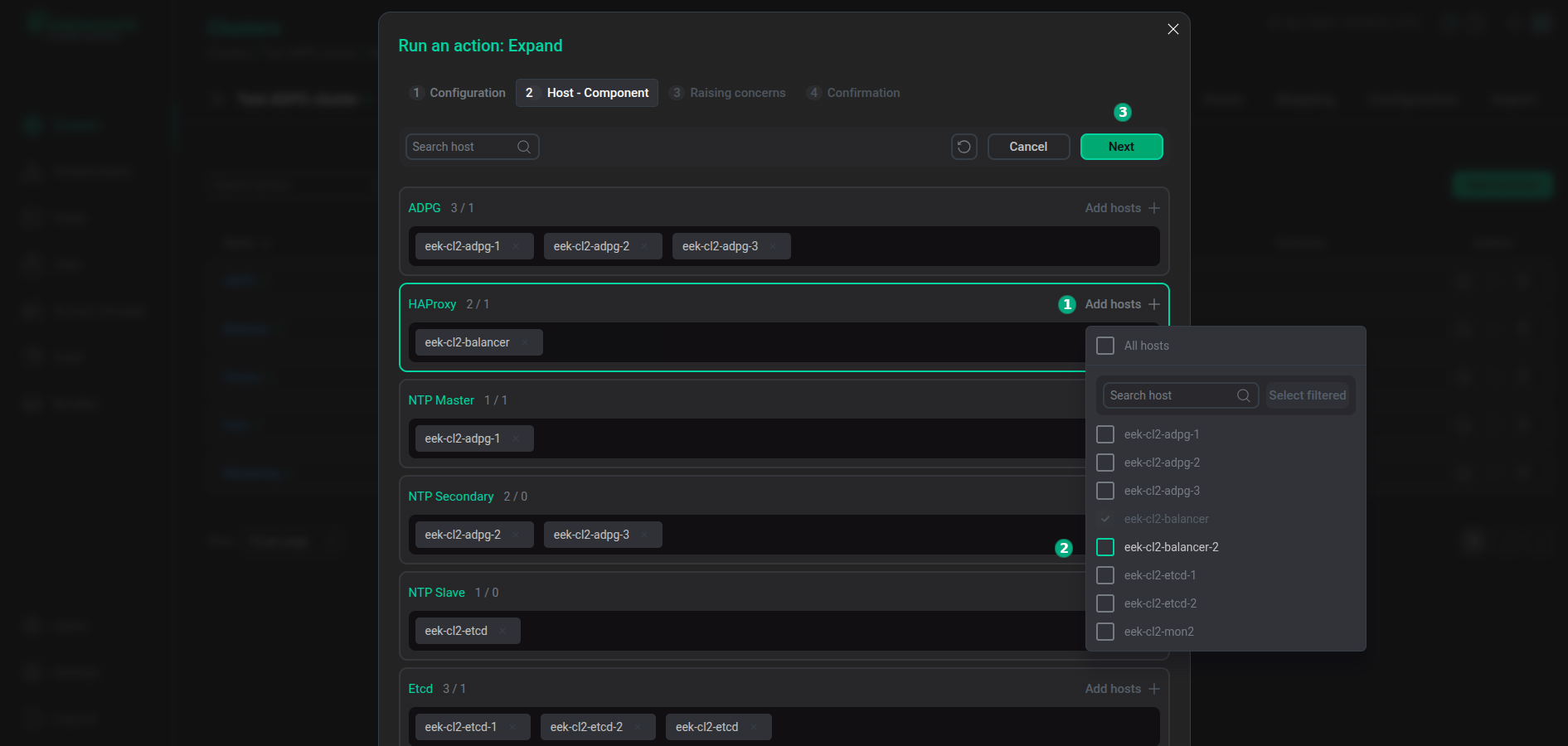 Add a host to a component