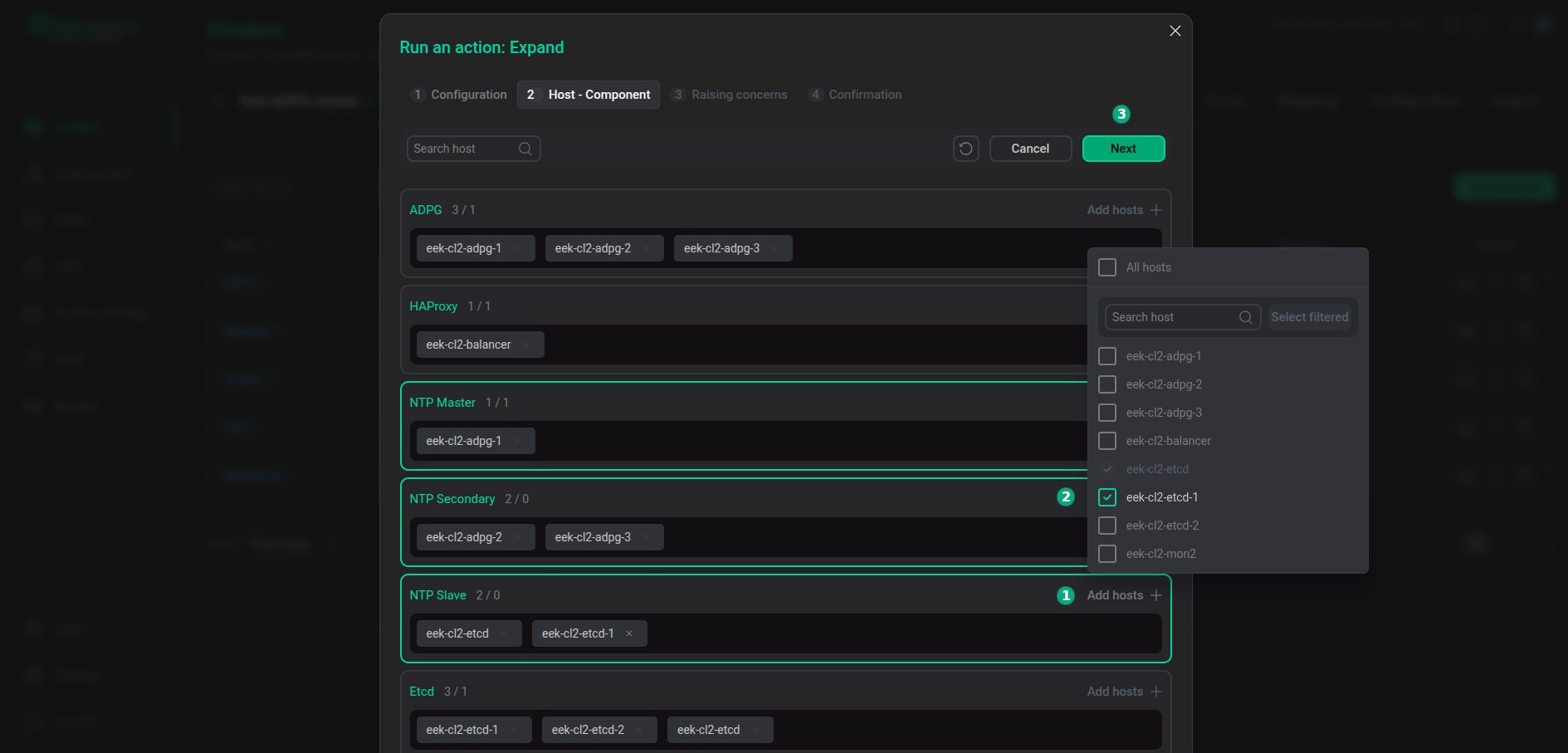 Add a host to a component