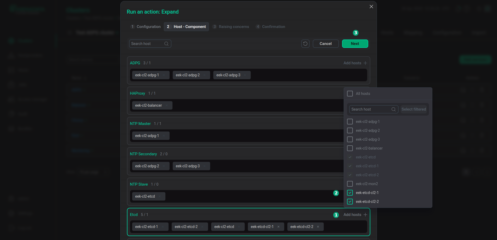 Add a host to a component
