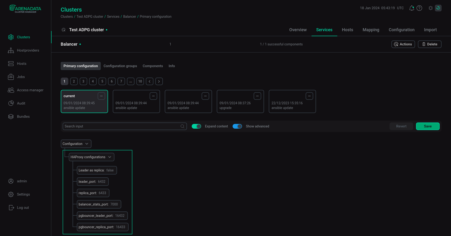 Settings of the Balancer service