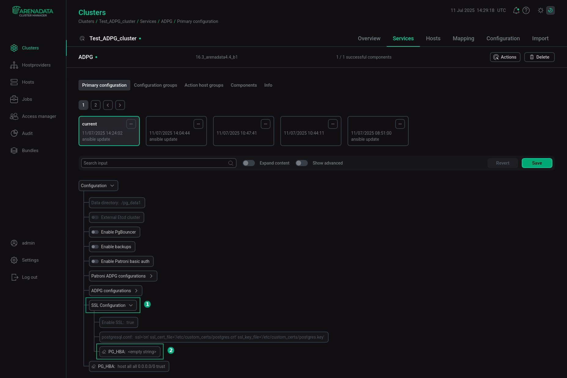 The SSL configuration section
