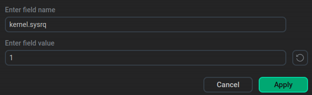 The window with a Sysctl parameter