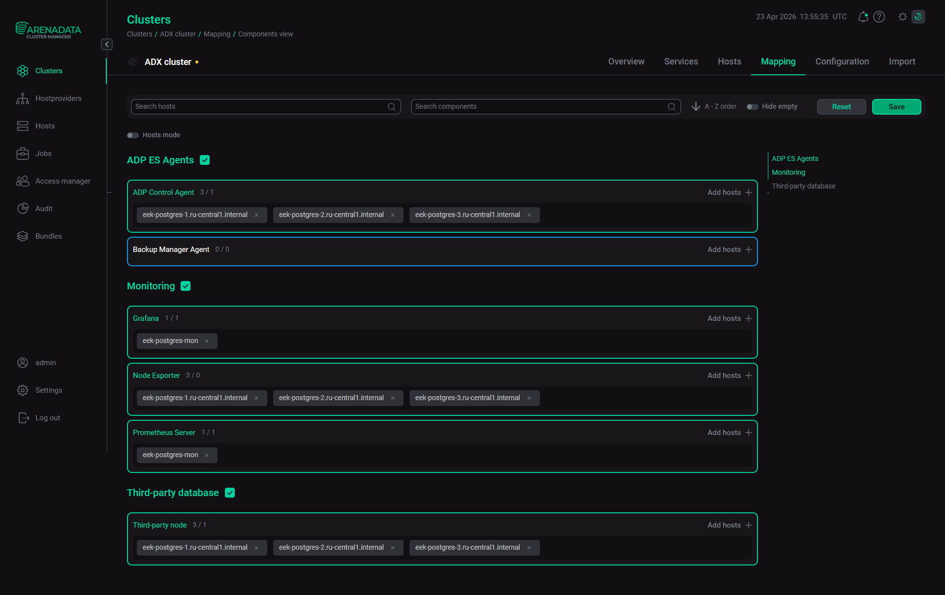 Save mapping of components