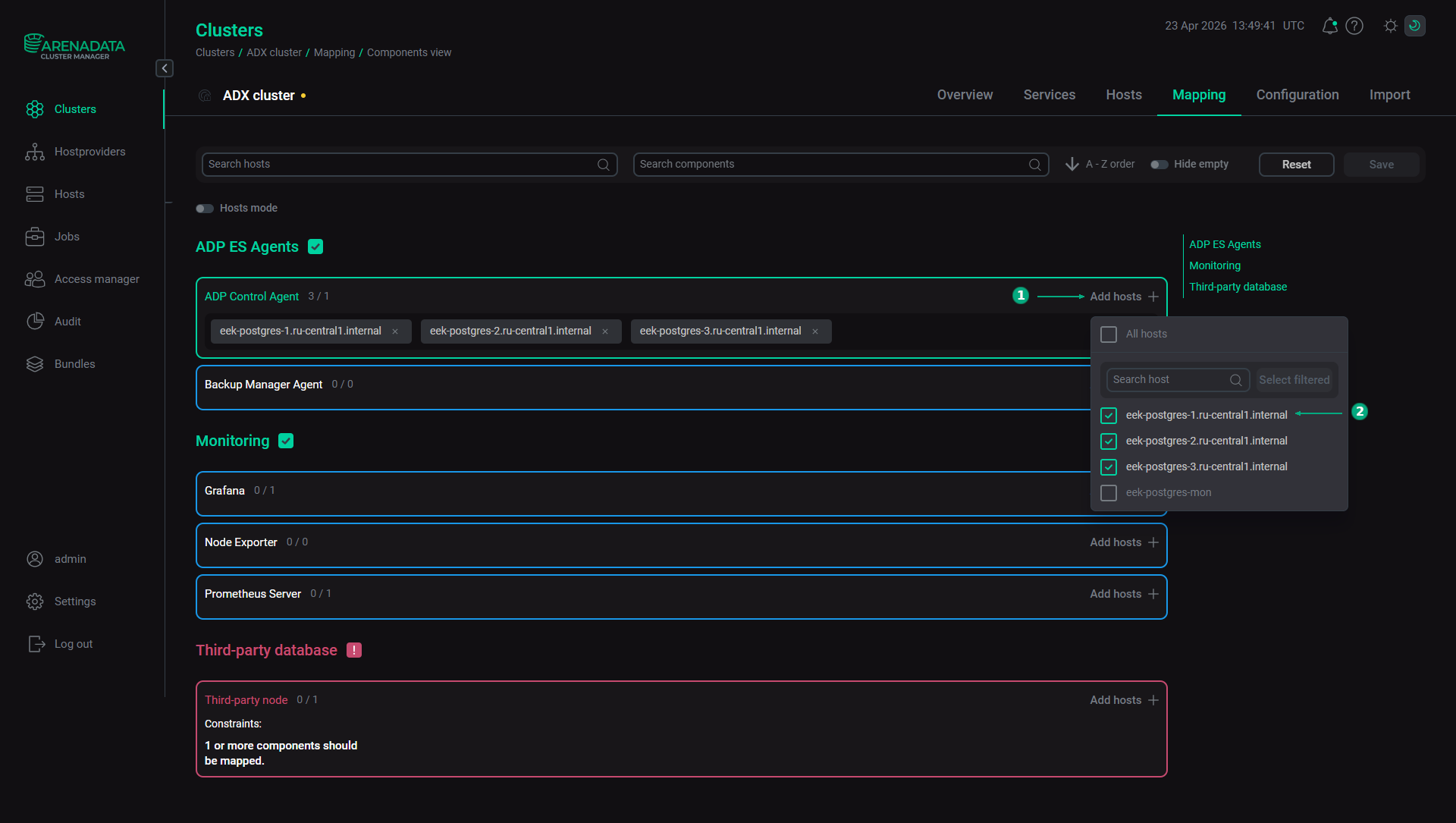 Select hosts for a component