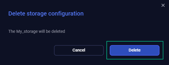 Confirm the storage deletion