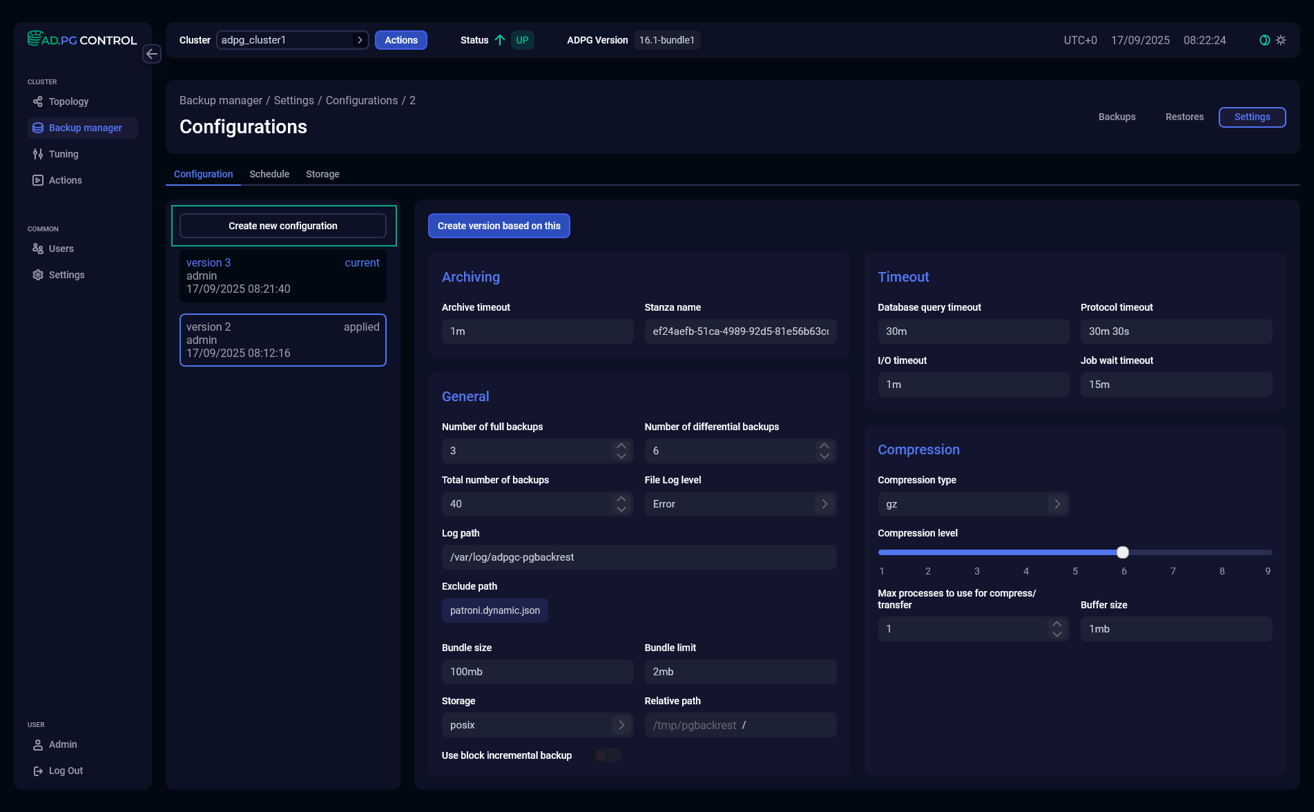 Create a new configuration with default settings