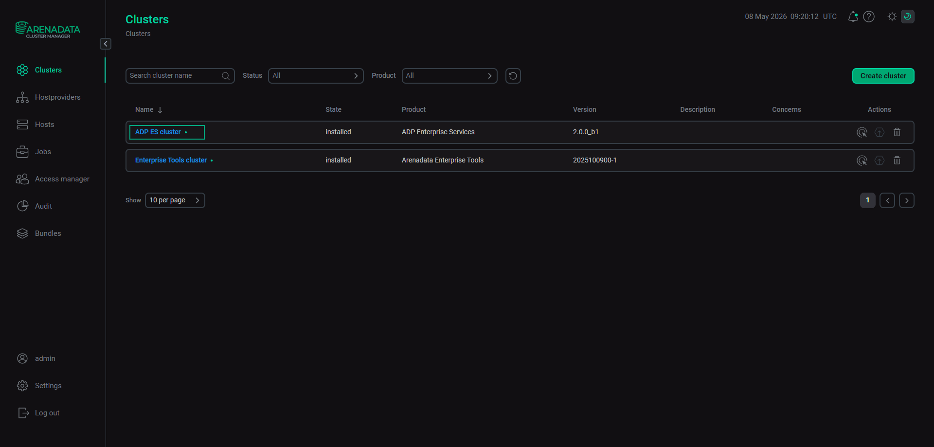 Select a cluster