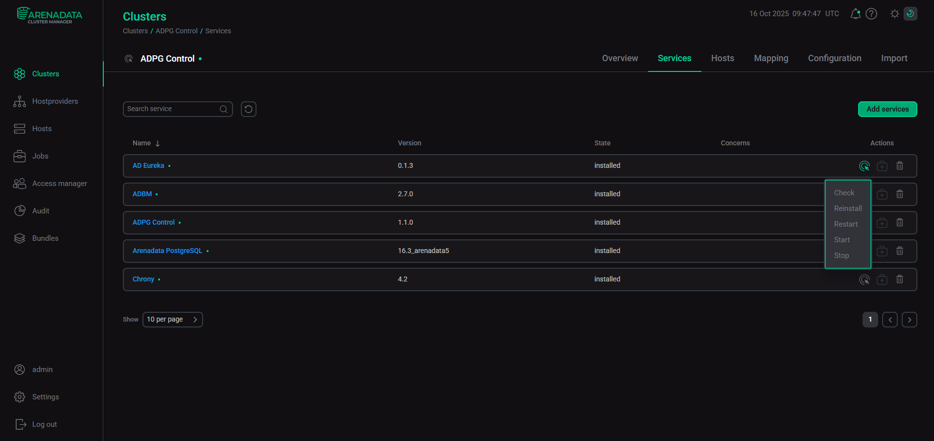 AD Eureka service actions