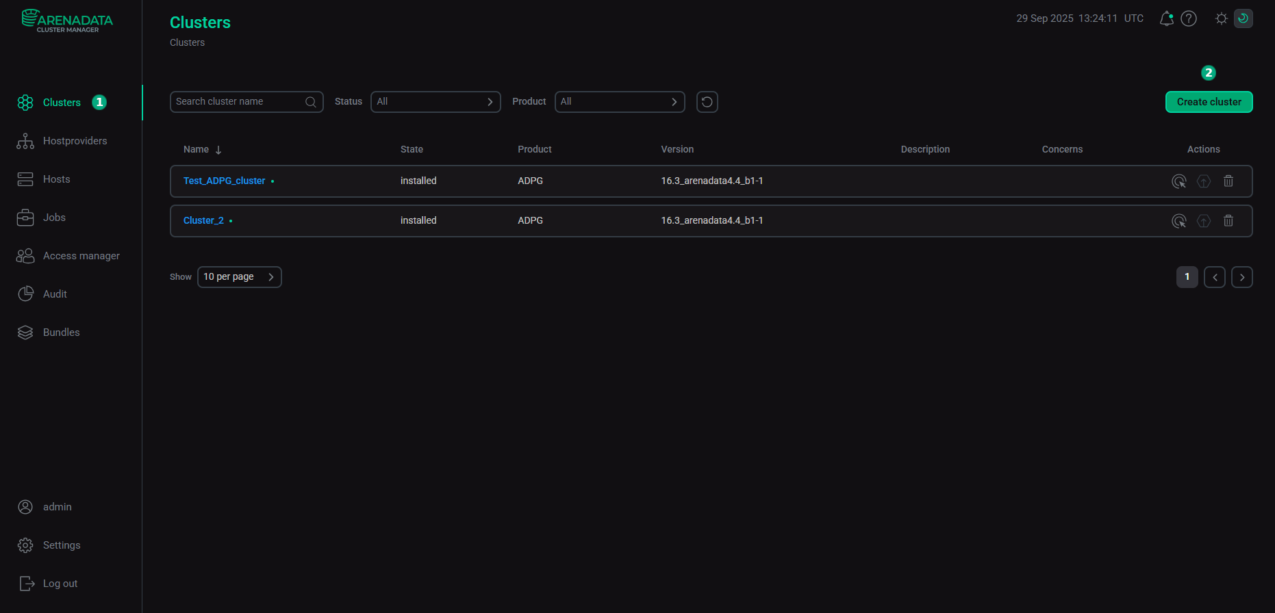 Switch to cluster creation
