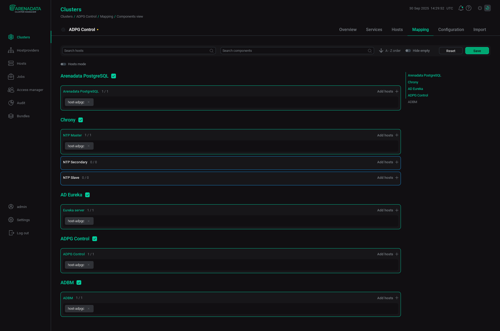 Save mapping of components